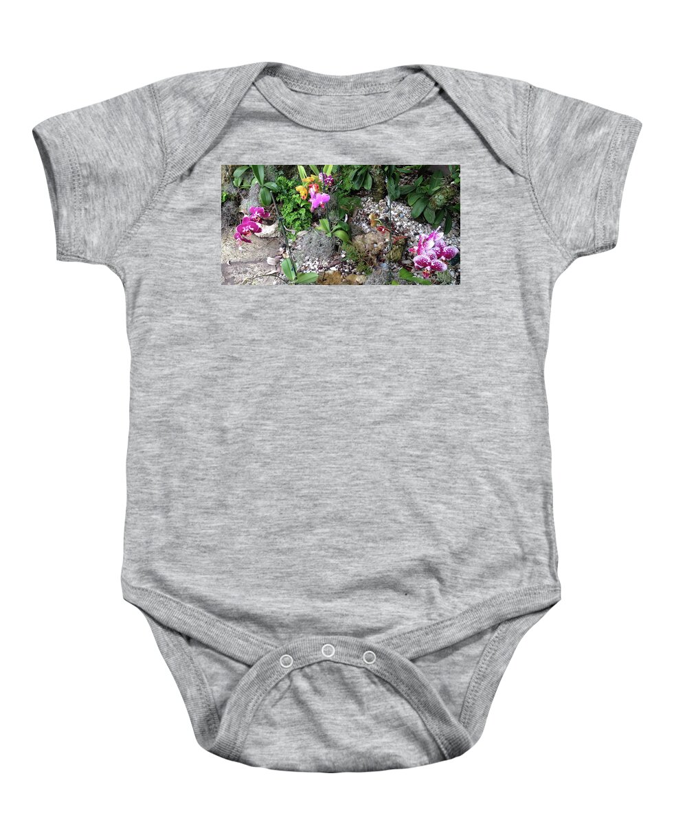 Orchids Baby Onesie featuring the photograph Orchids in Bloom by Susan Grunin
