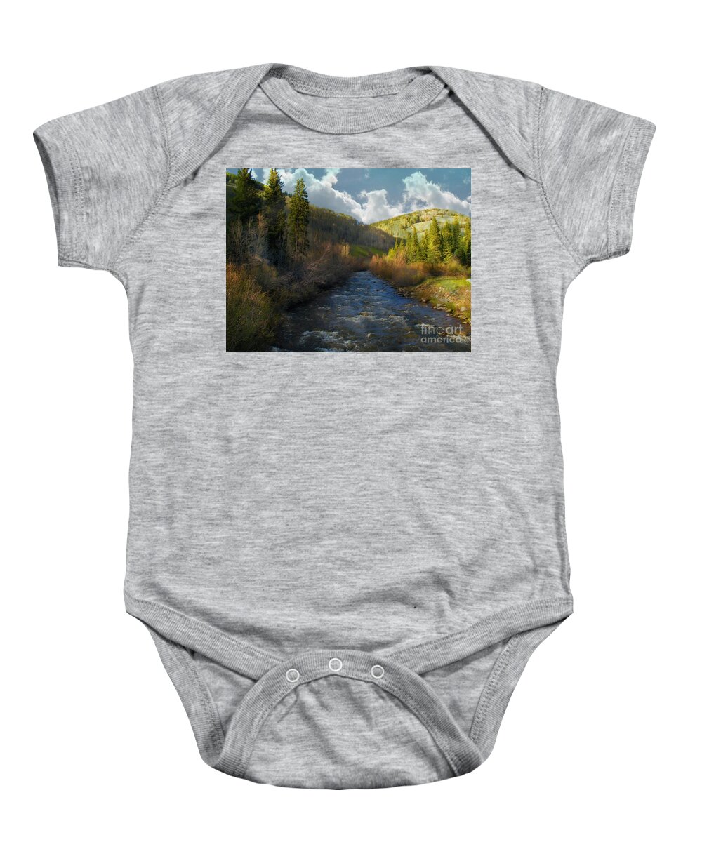 Origins Of Delores River San Juan Mountains Colorado Baby Onesie featuring the digital art Origins of Delores River by Annie Gibbons