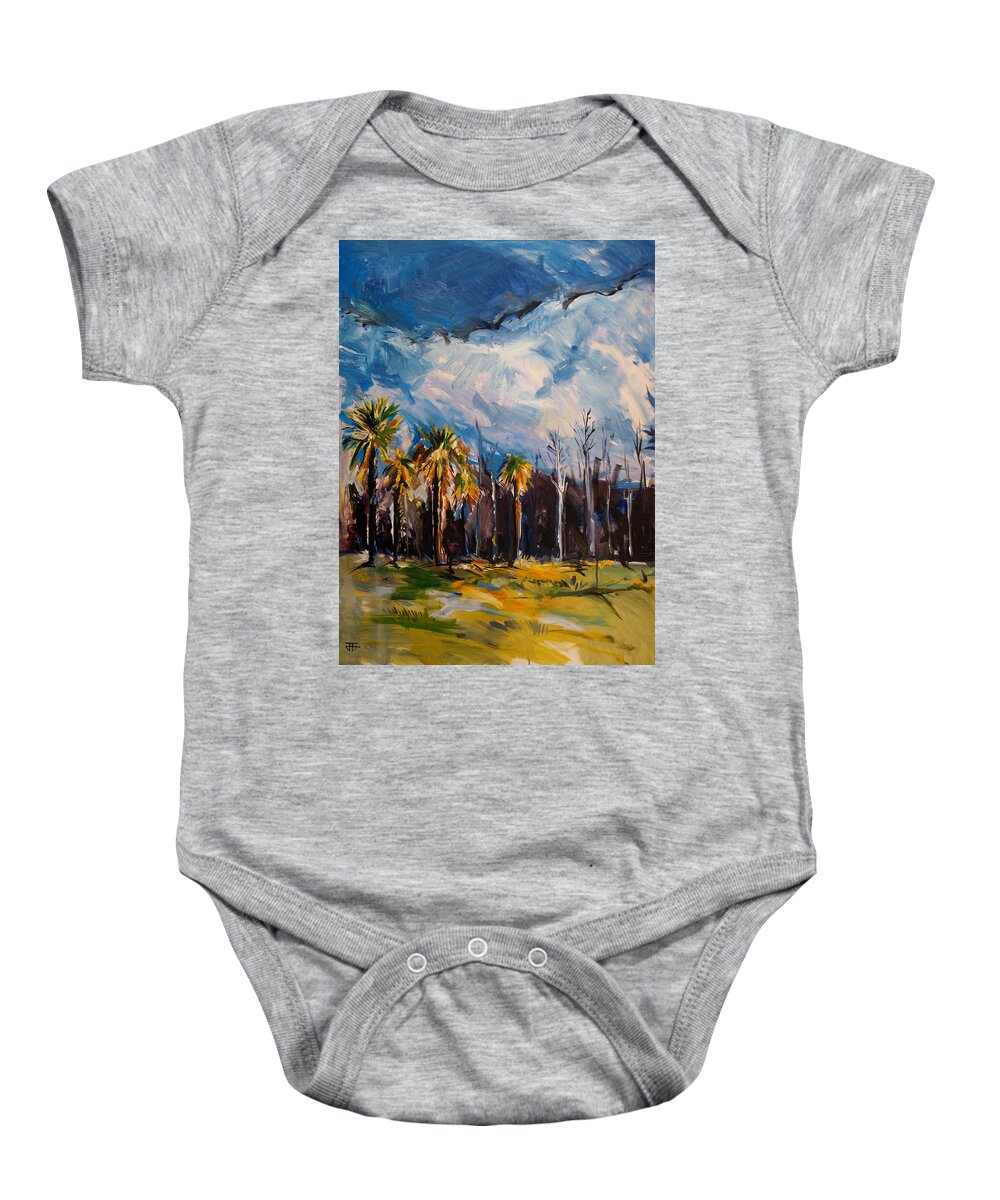  Baby Onesie featuring the painting Ossabaw Clouds by John Gholson