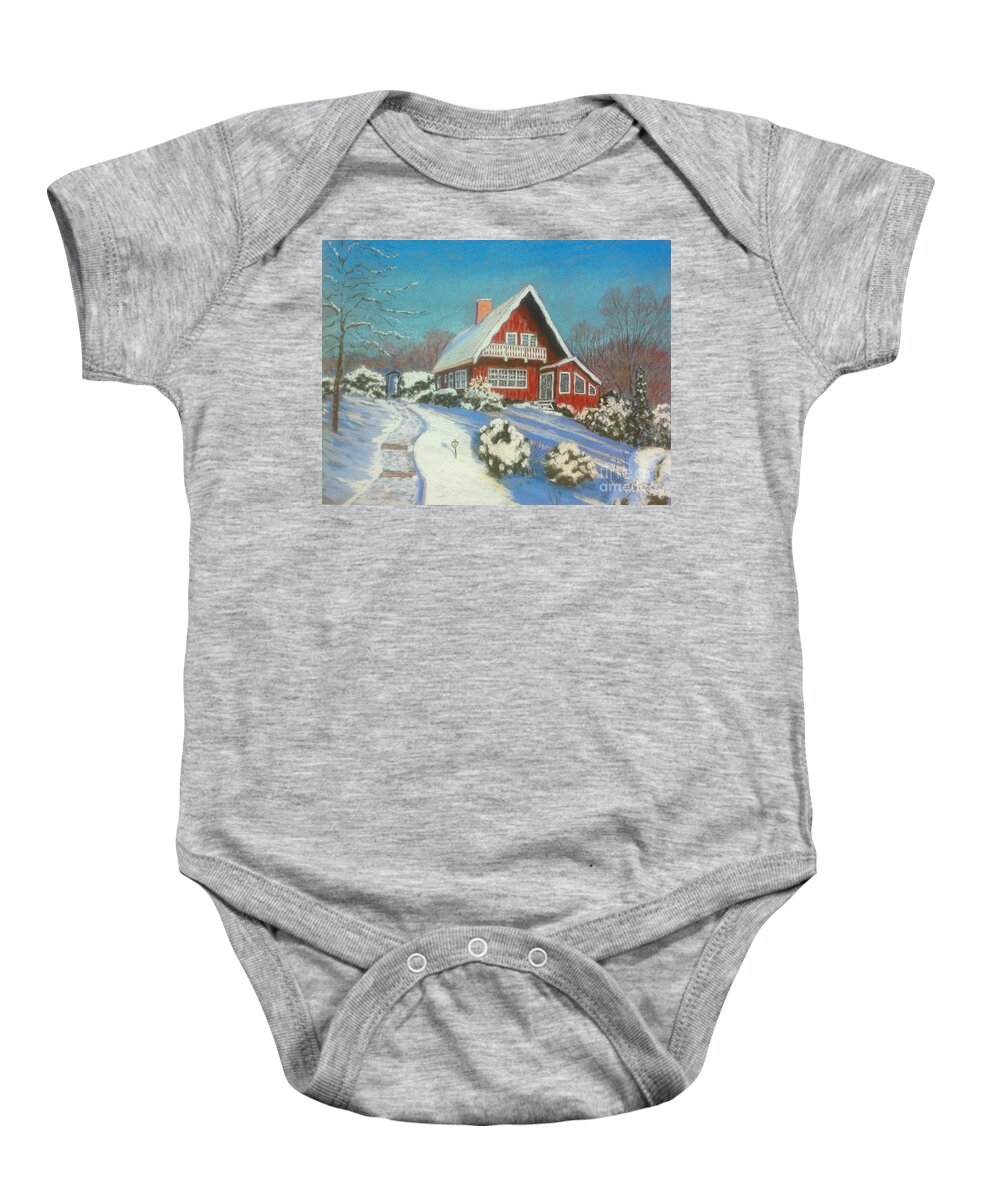 Pastels Baby Onesie featuring the pastel Our Home by Rae Smith PAC