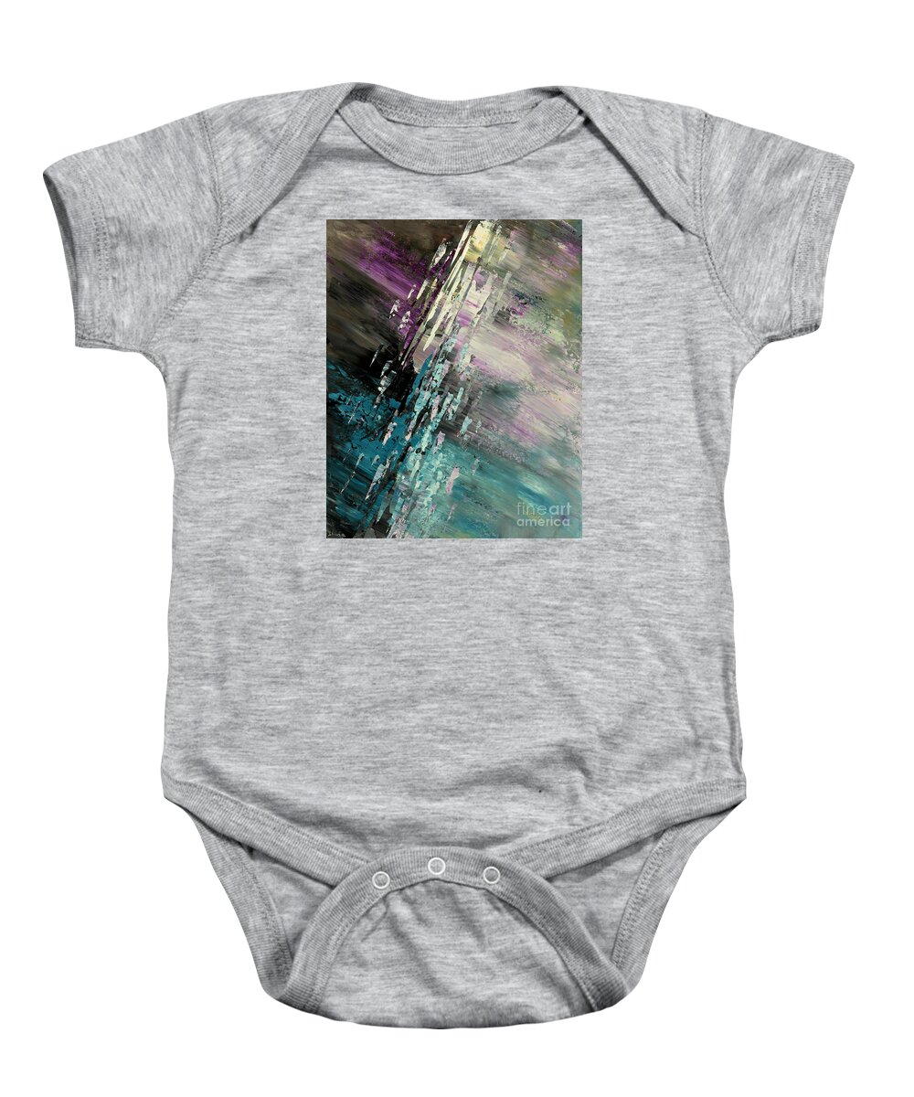 Abstract Baby Onesie featuring the painting Over Cosmic Clouds by Tatiana Iliina