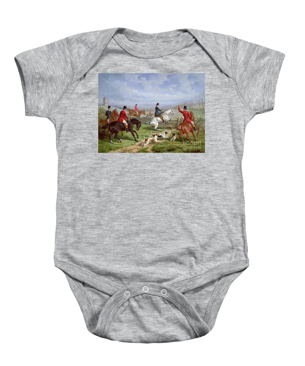 Over Baby Onesie featuring the painting Over the Fence by Edward Benjamin Herberte
