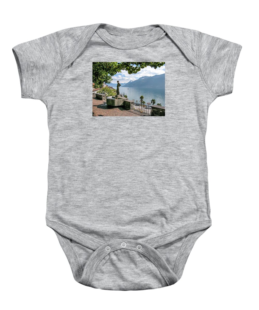 Switzerland Baby Onesie featuring the photograph Overlook of Lake Maggiori by Alan Toepfer