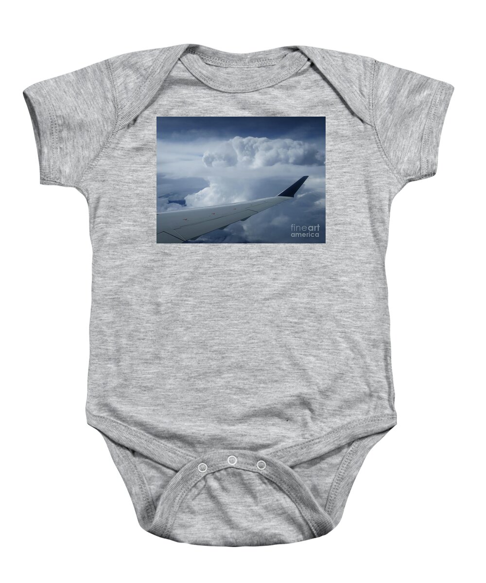Cloudscape Baby Onesie featuring the photograph Overseas Flight by Ann Horn