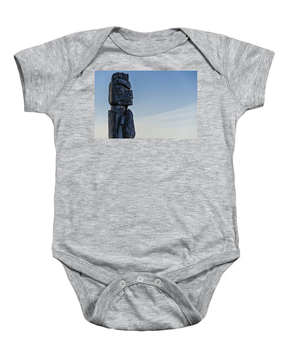Sign Baby Onesie featuring the photograph Pacific Northwest Totem Pole by Pelo Blanco Photo