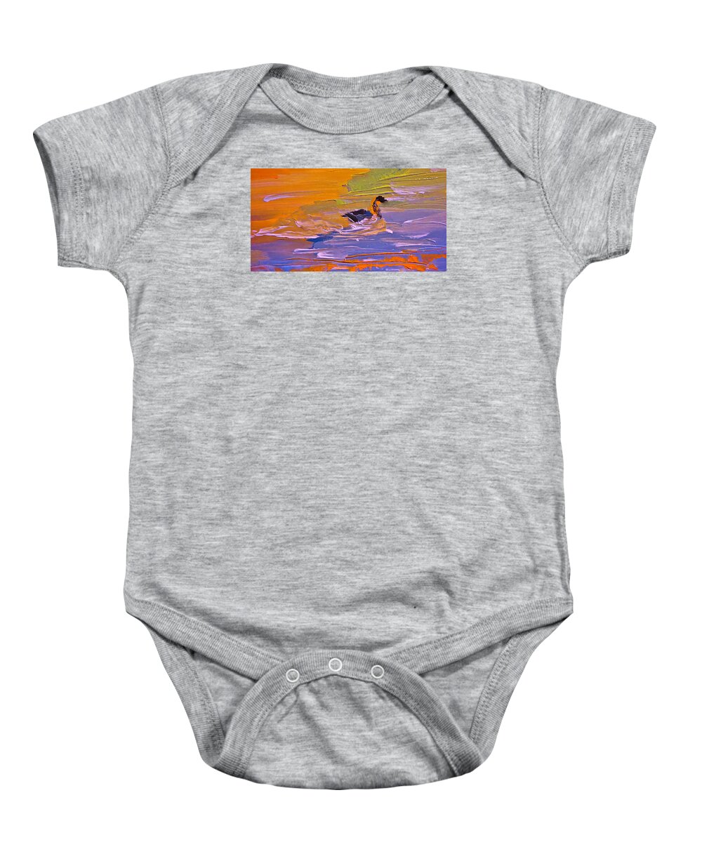 Duck Baby Onesie featuring the painting Painterly Escape by Lisa Kaiser