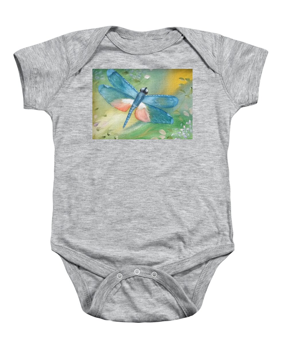 Butterfly Baby Onesie featuring the painting Pale Blue Beauty by Peggy Miller