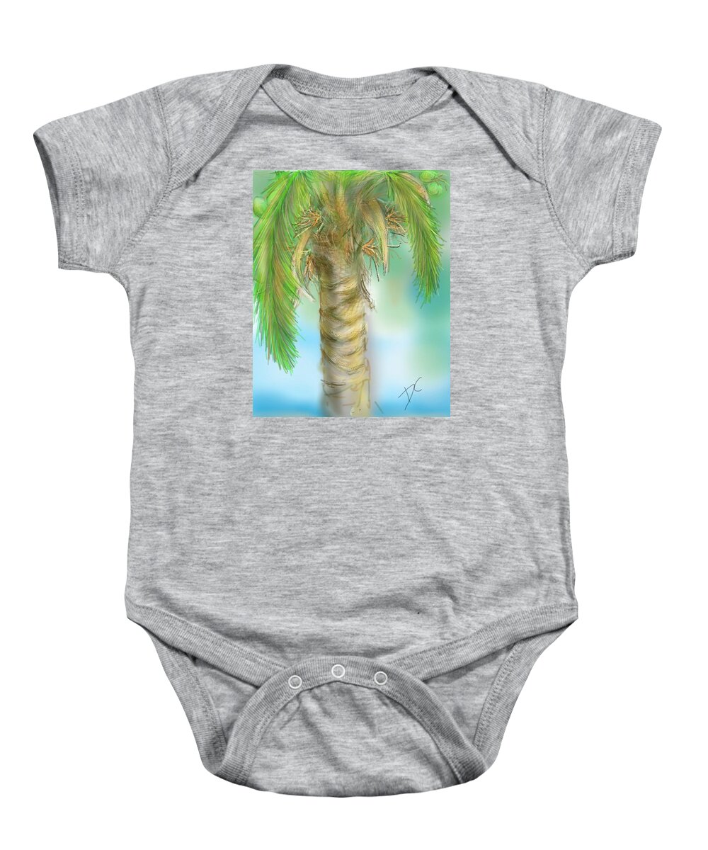 Tropical Baby Onesie featuring the digital art Palm Tree Study Two by Darren Cannell