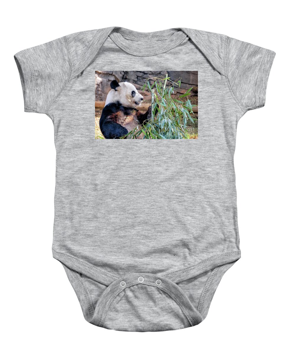 Fur Baby Onesie featuring the photograph Panda Dining on Bamboo by Kathleen K Parker