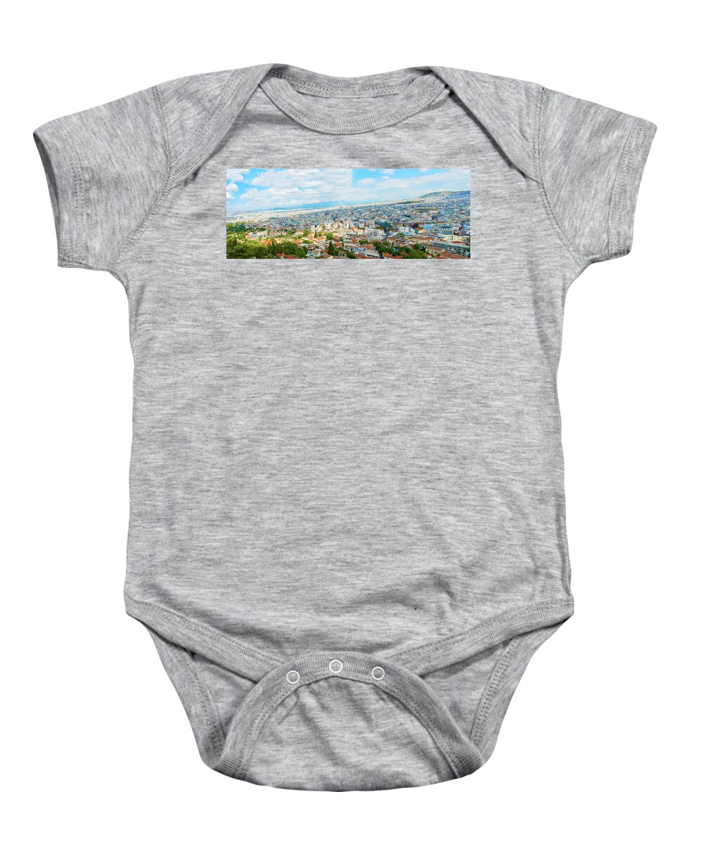Athens Baby Onesie featuring the photograph Panoramic view at Athens Greece by Marek Poplawski