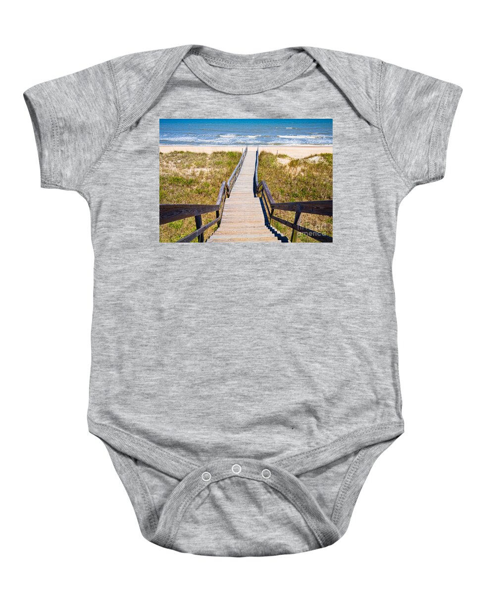 Wooden Boardwalk Baby Onesie featuring the photograph Paradise by Diane Macdonald