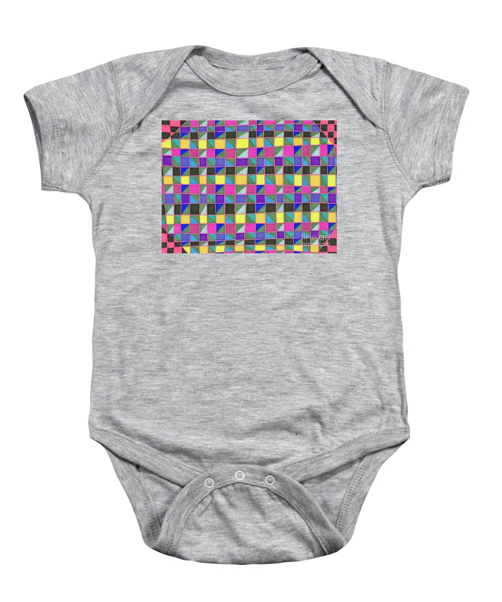 Geometric Baby Onesie featuring the drawing Party by Lara Morrison