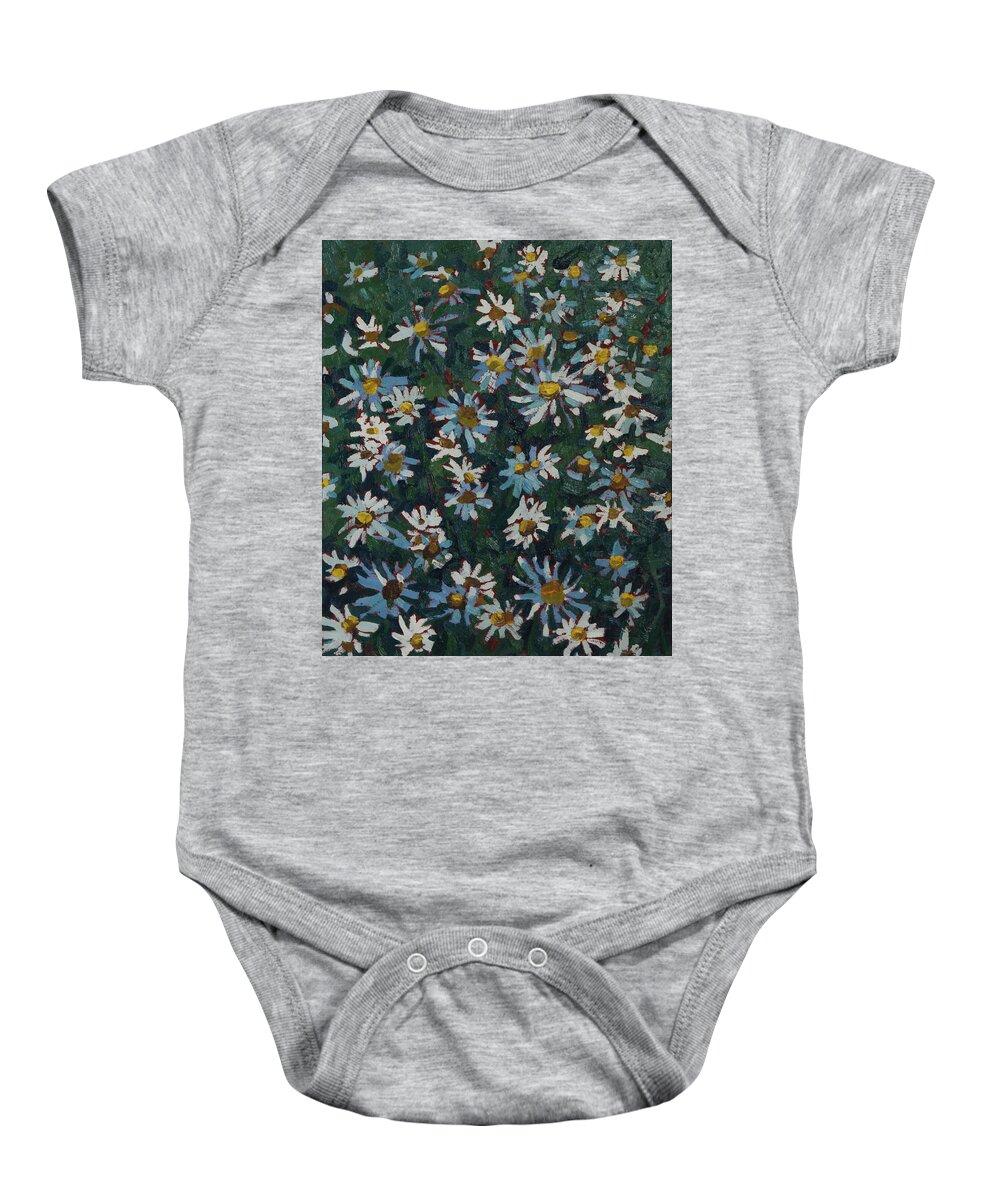 1953 Baby Onesie featuring the painting Past Prime Daisies by Phil Chadwick