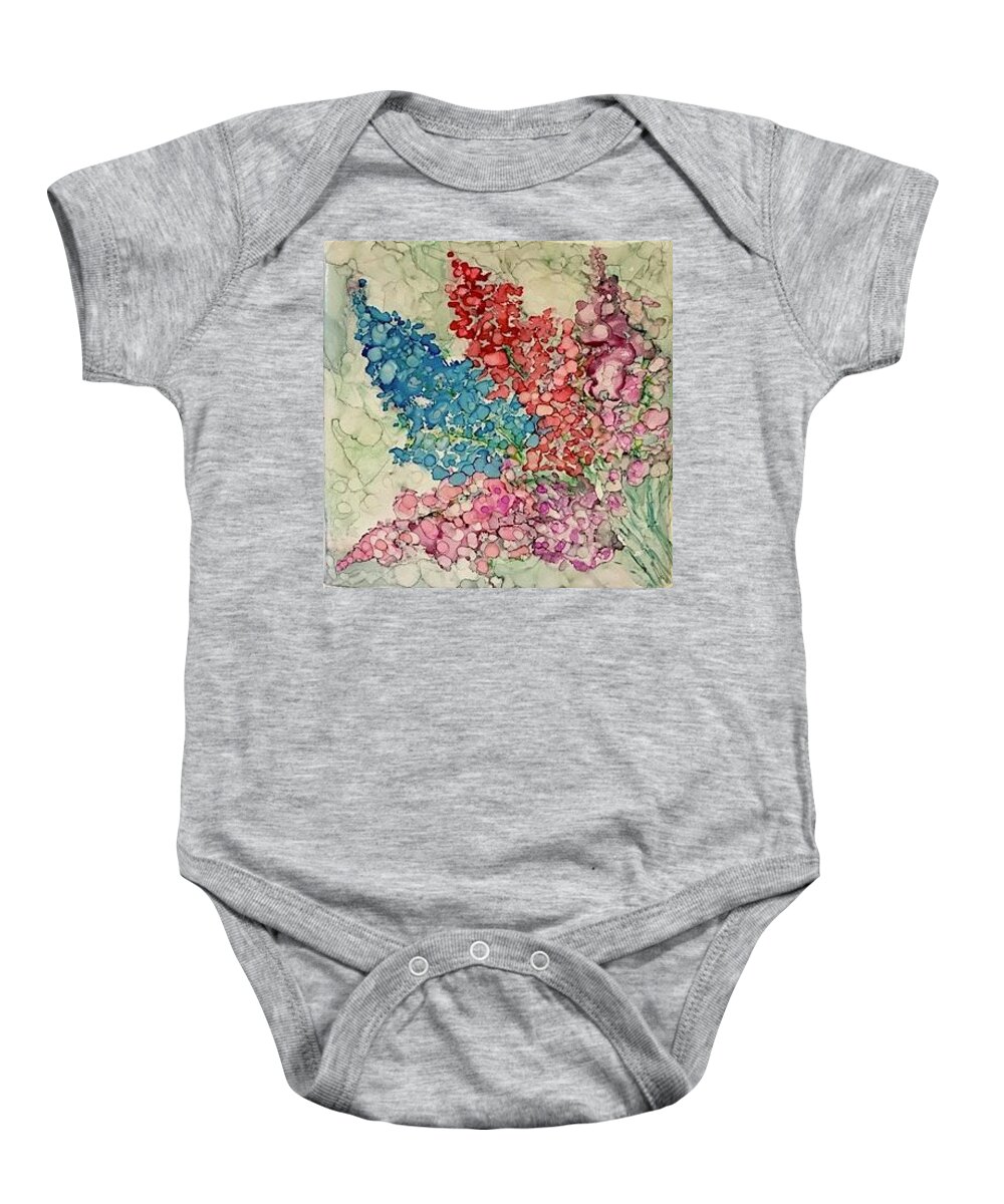 Alcohol Ink Baby Onesie featuring the painting Pastel Bouquet by Brenda Owen