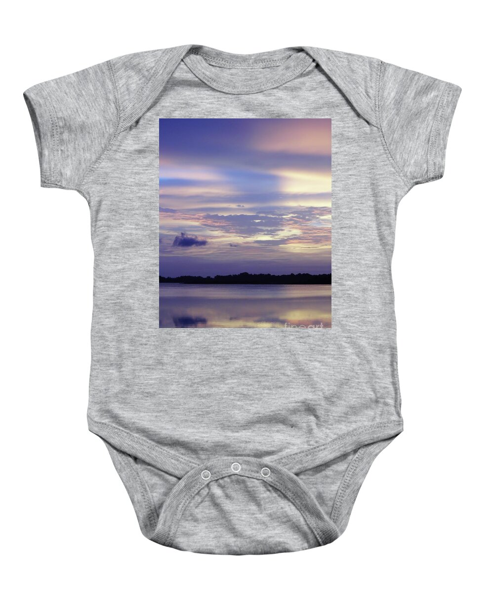 Sunrise Baby Onesie featuring the photograph Pastel Reflections On The Lake by D Hackett