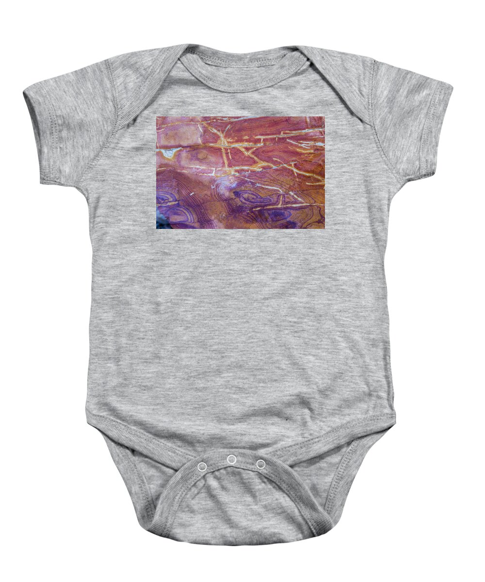 Patterns Baby Onesie featuring the photograph Patterns in Rock 6 by Kathy Adams Clark