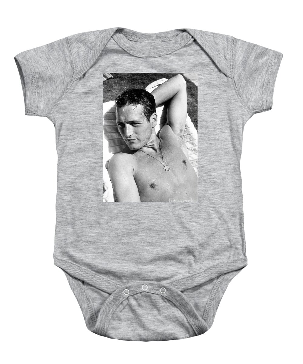 Paul Newman Baby Onesie featuring the photograph Paul Newman by Louis Goldman