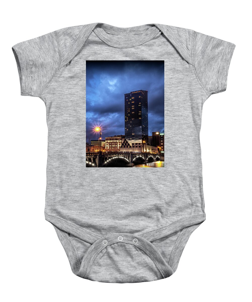Bridge Baby Onesie featuring the photograph Pearl Street Bridge at Night by Randall Nyhof