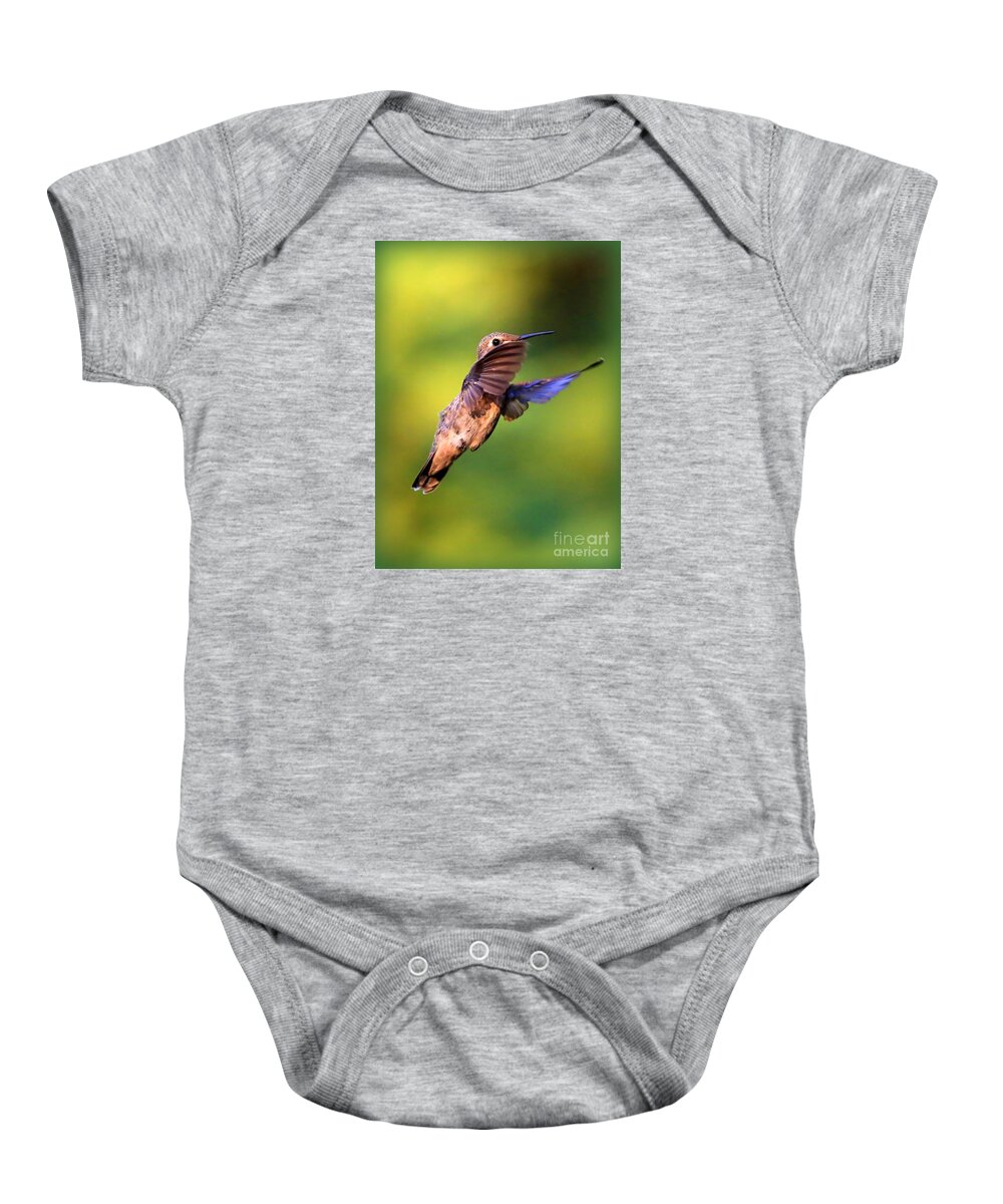 Hummingbird Baby Onesie featuring the photograph Peek-a-boo Hummingbird by Carol Groenen