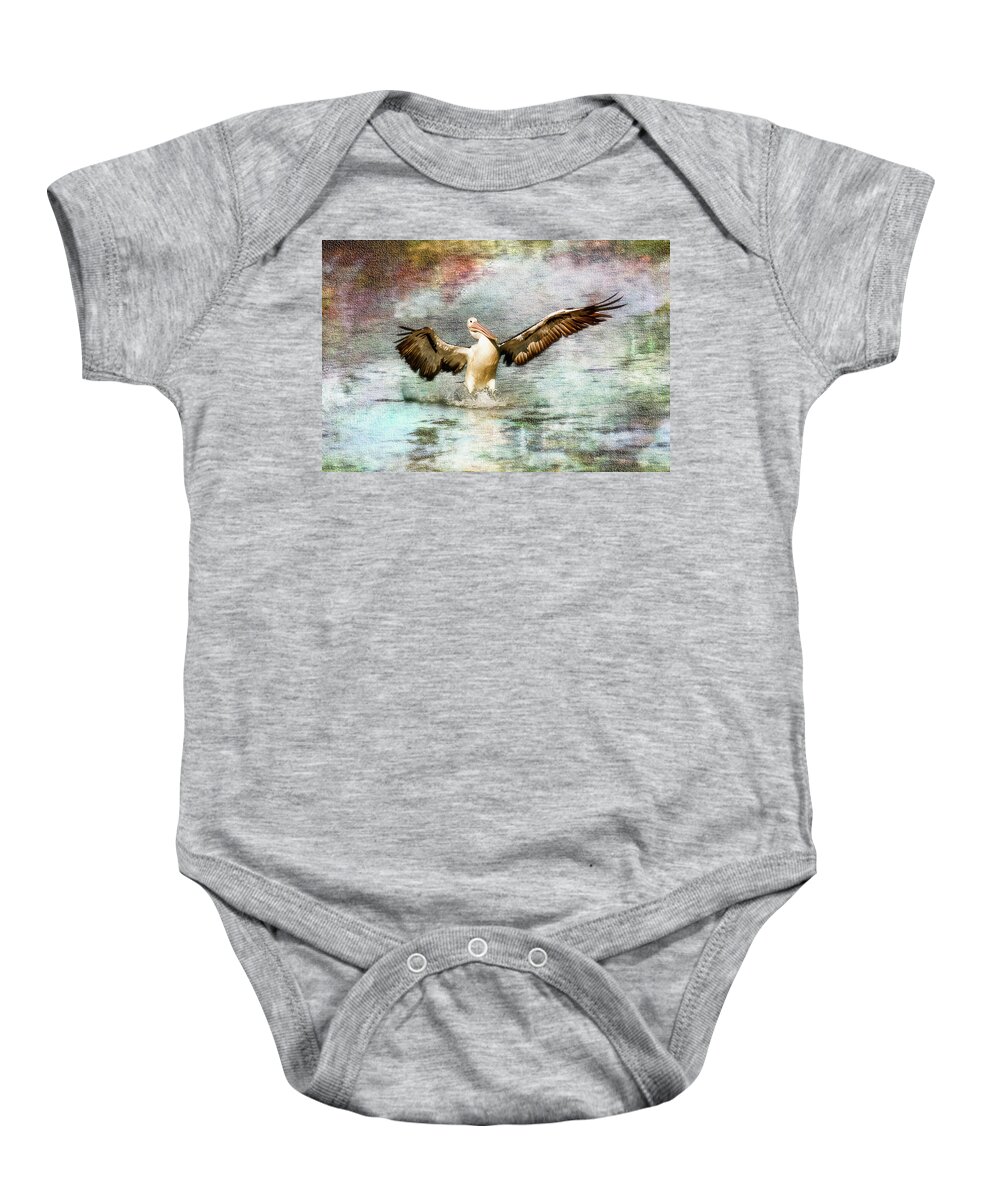 Pelicans Baby Onesie featuring the photograph Pelican art 00174 by Kevin Chippindall