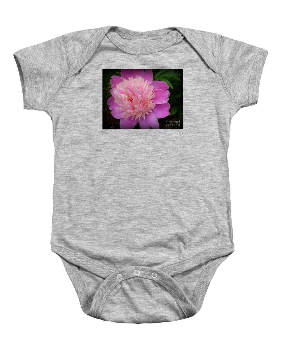 Beauty Baby Onesie featuring the photograph Peony Bowl of Beauty by Lingfai Leung
