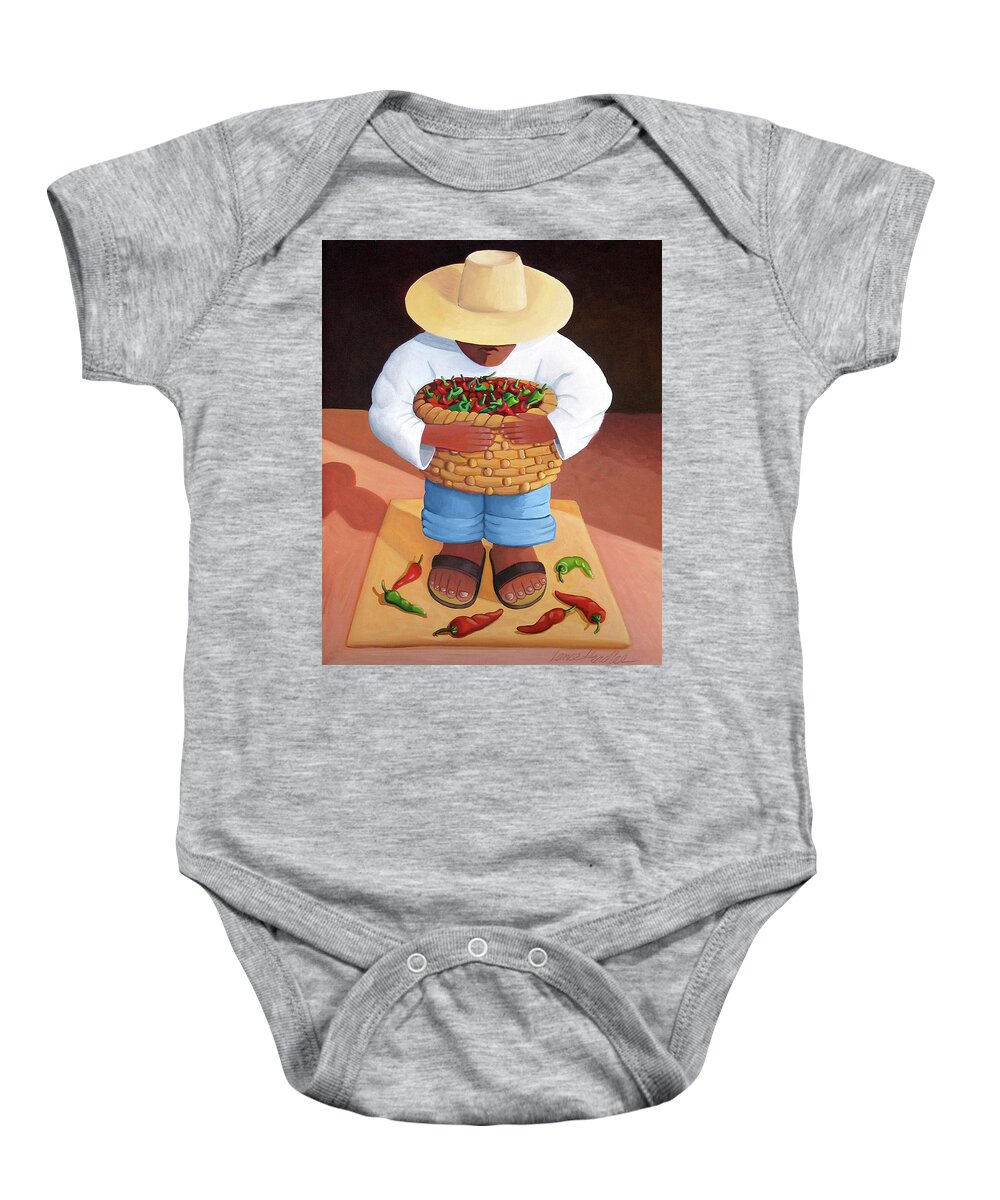 Mexican Baby Onesie featuring the painting Pepper Boy by Lance Headlee