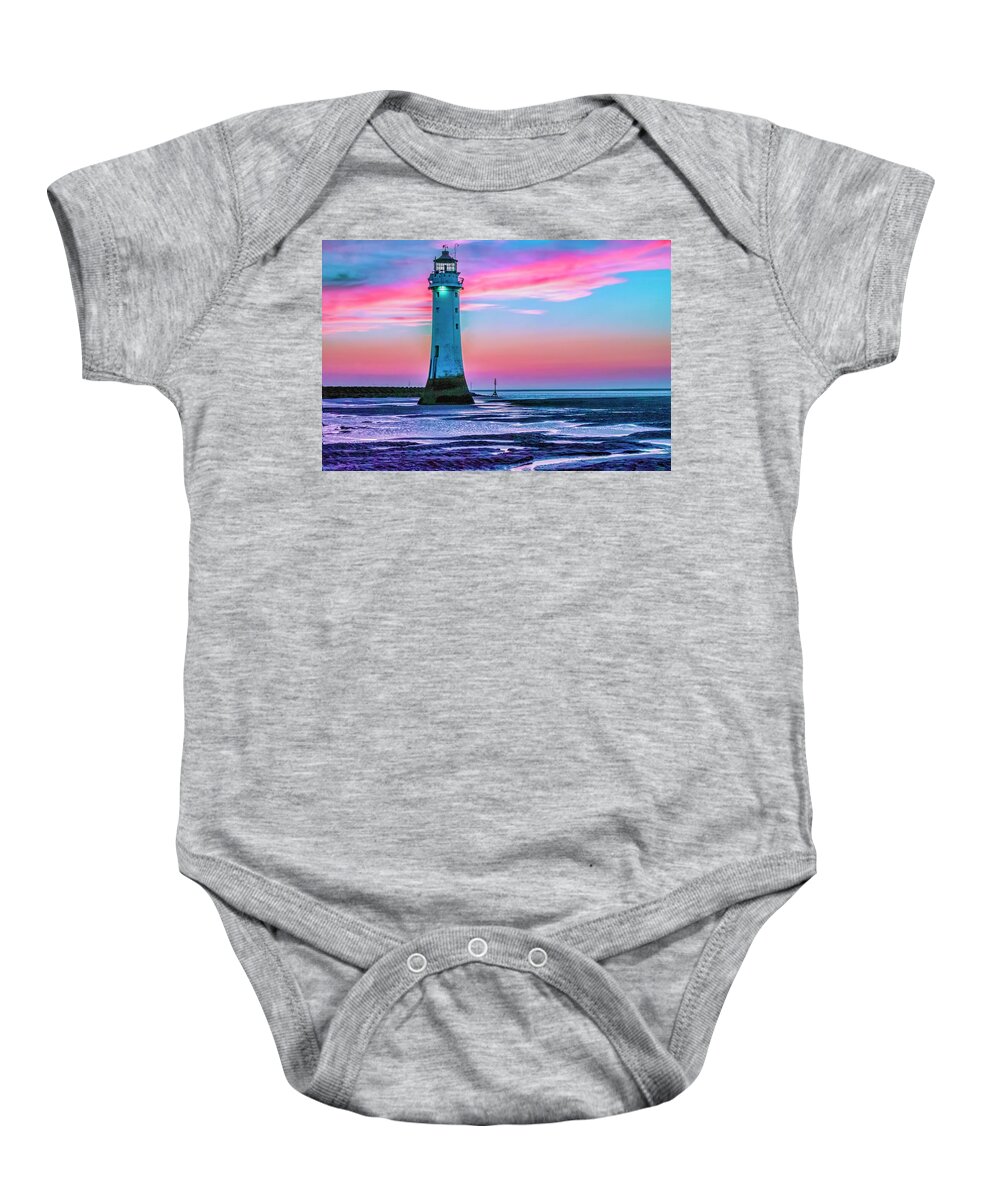 Lighthouse Baby Onesie featuring the photograph Perch Rock Sunset by Brian Tarr