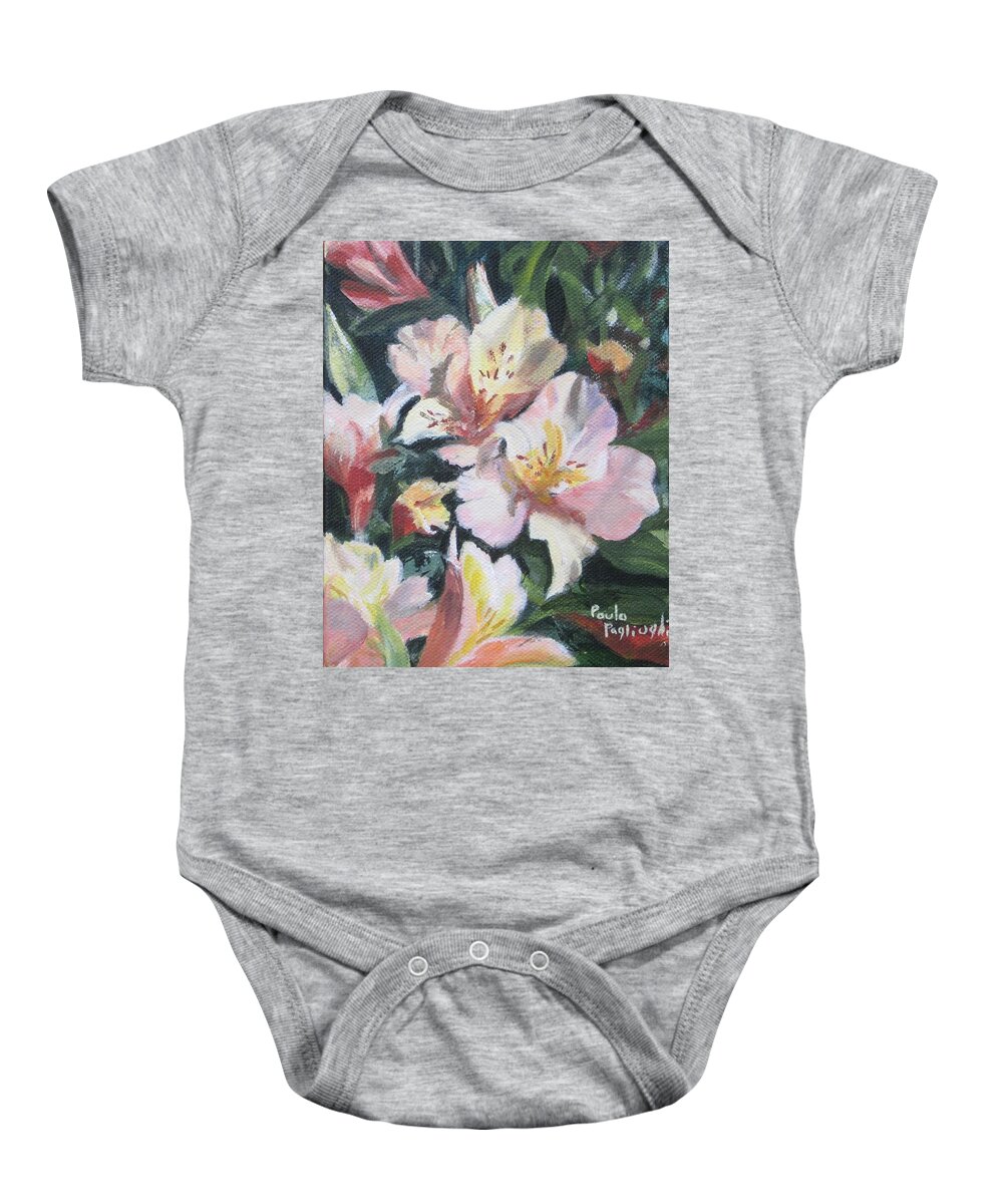 Acrylic Baby Onesie featuring the painting Peruvian Lily by Paula Pagliughi