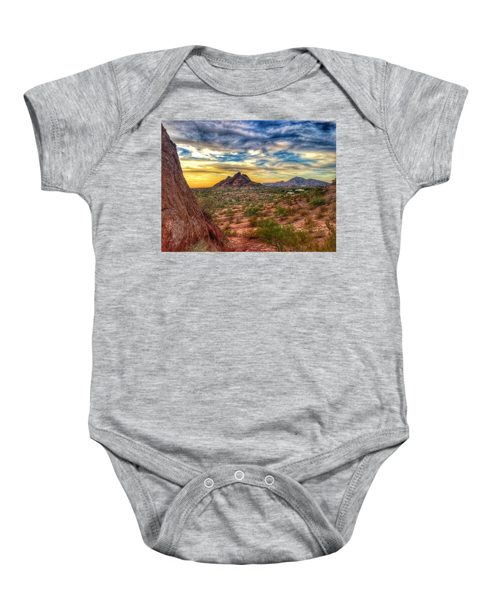 Arizona Baby Onesie featuring the photograph Phoenix Sunset by Joseph Caban