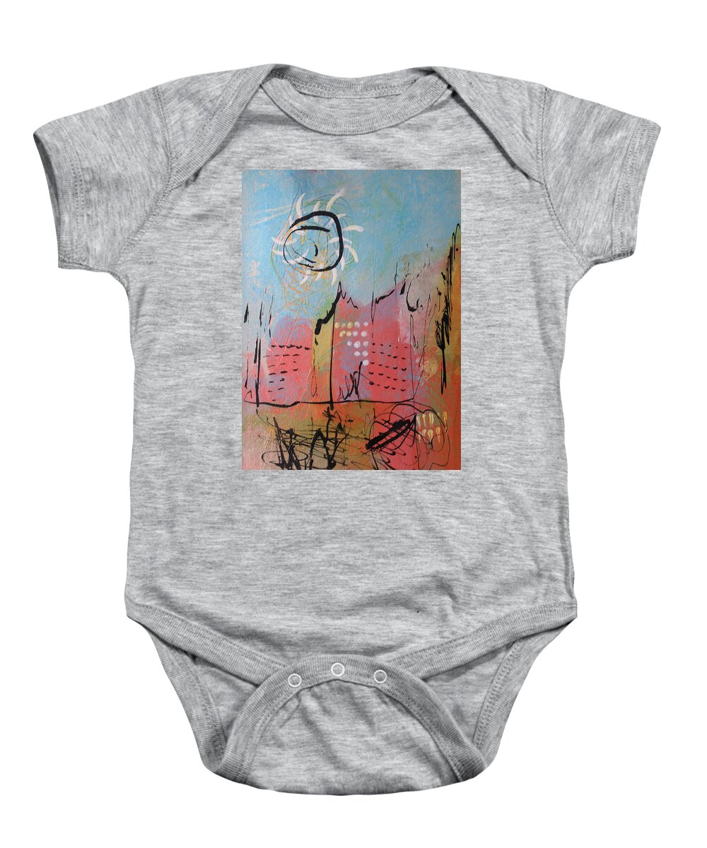 Gold Baby Onesie featuring the painting Pink City by April Burton