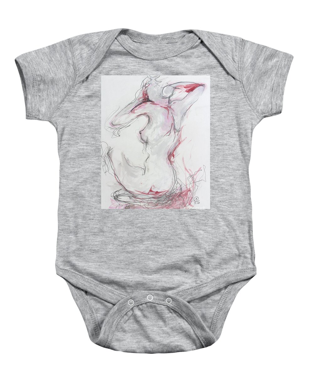 Northernlights Baby Onesie featuring the drawing Pink Lady by Marat Essex