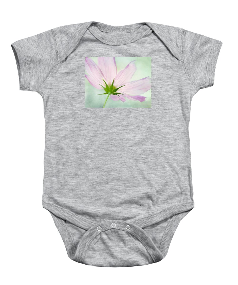 Pink Cosmos Flower Baby Onesie featuring the mixed media Pink Petals by Marina Kojukhova
