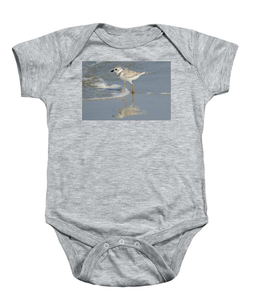Piping Plover Baby Onesie featuring the photograph Piping Plover in Surf by Bradford Martin
