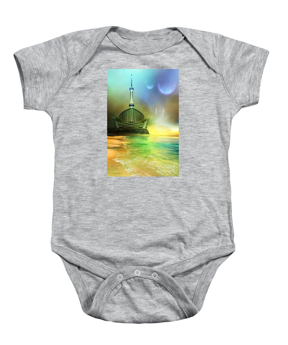 Space Art Baby Onesie featuring the painting Planet Paladin by Corey Ford