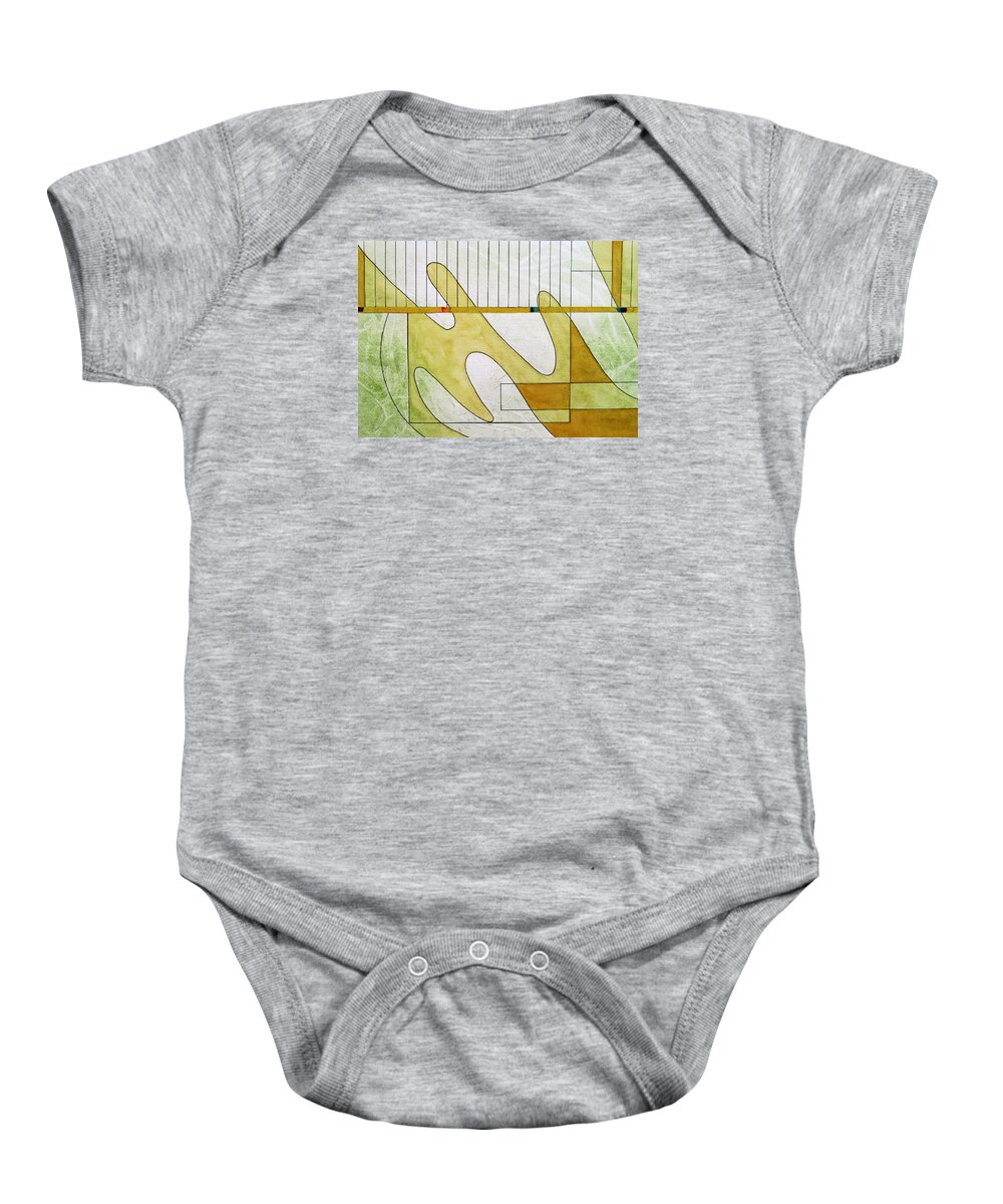 Abstract Baby Onesie featuring the painting Playing the Piano with Jerry by Louise Adams