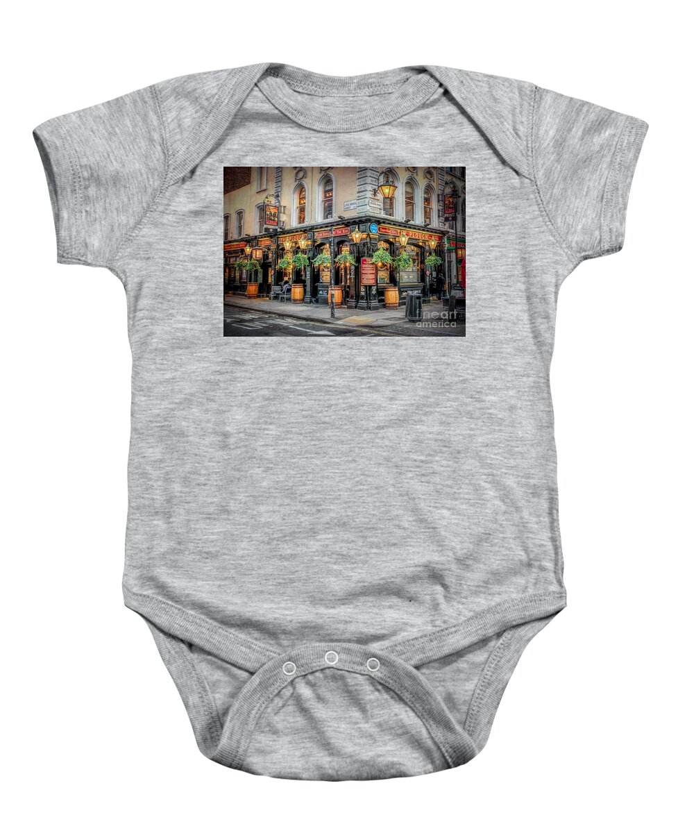 The Plough Baby Onesie featuring the photograph Plough Pub London by Adrian Evans