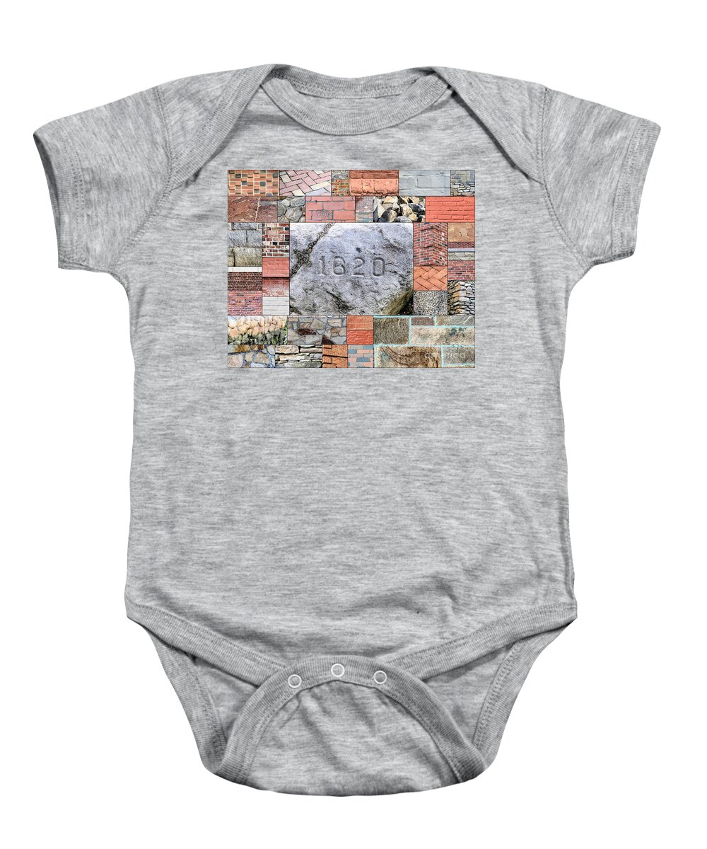 Plymouth Ma Baby Onesie featuring the photograph Plymouth Rocks and Bricks by Janice Drew