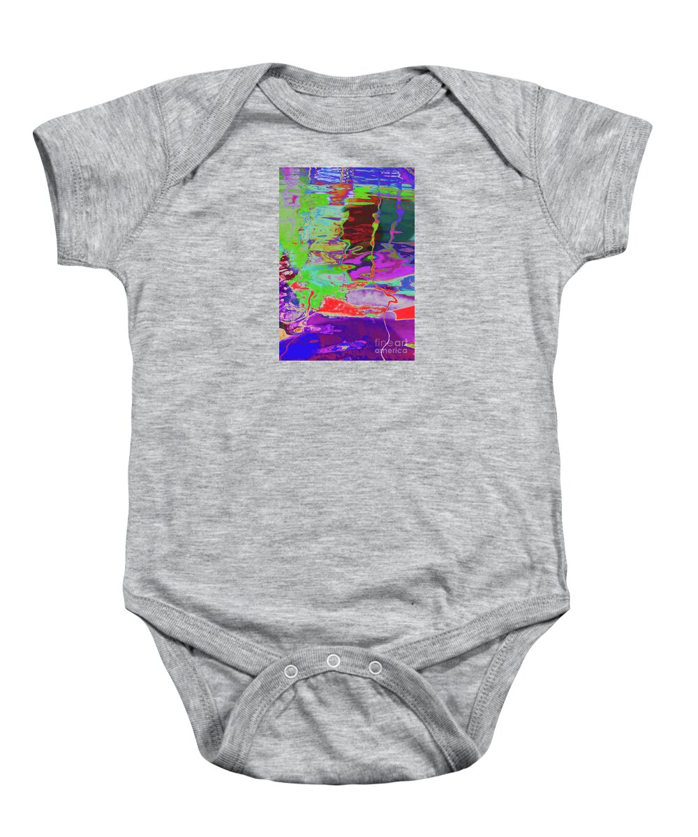 Art Photo Outrageous Colors Abstract Patterns Baby Onesie featuring the photograph Pool surface reflections by Priscilla Batzell Expressionist Art Studio Gallery