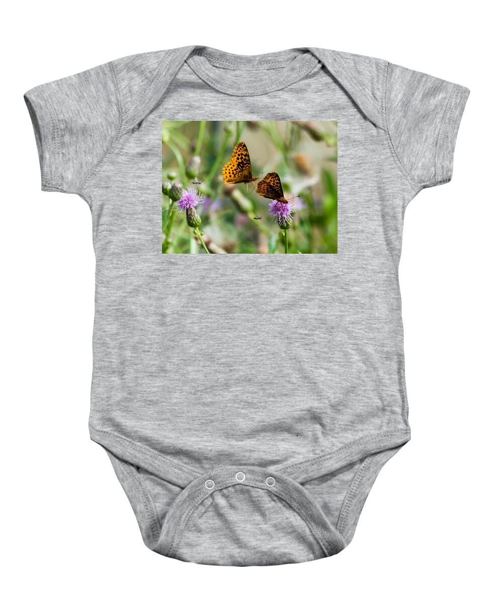 Great Spangled Fritillary Baby Onesie featuring the photograph Popular Plant by Holden The Moment