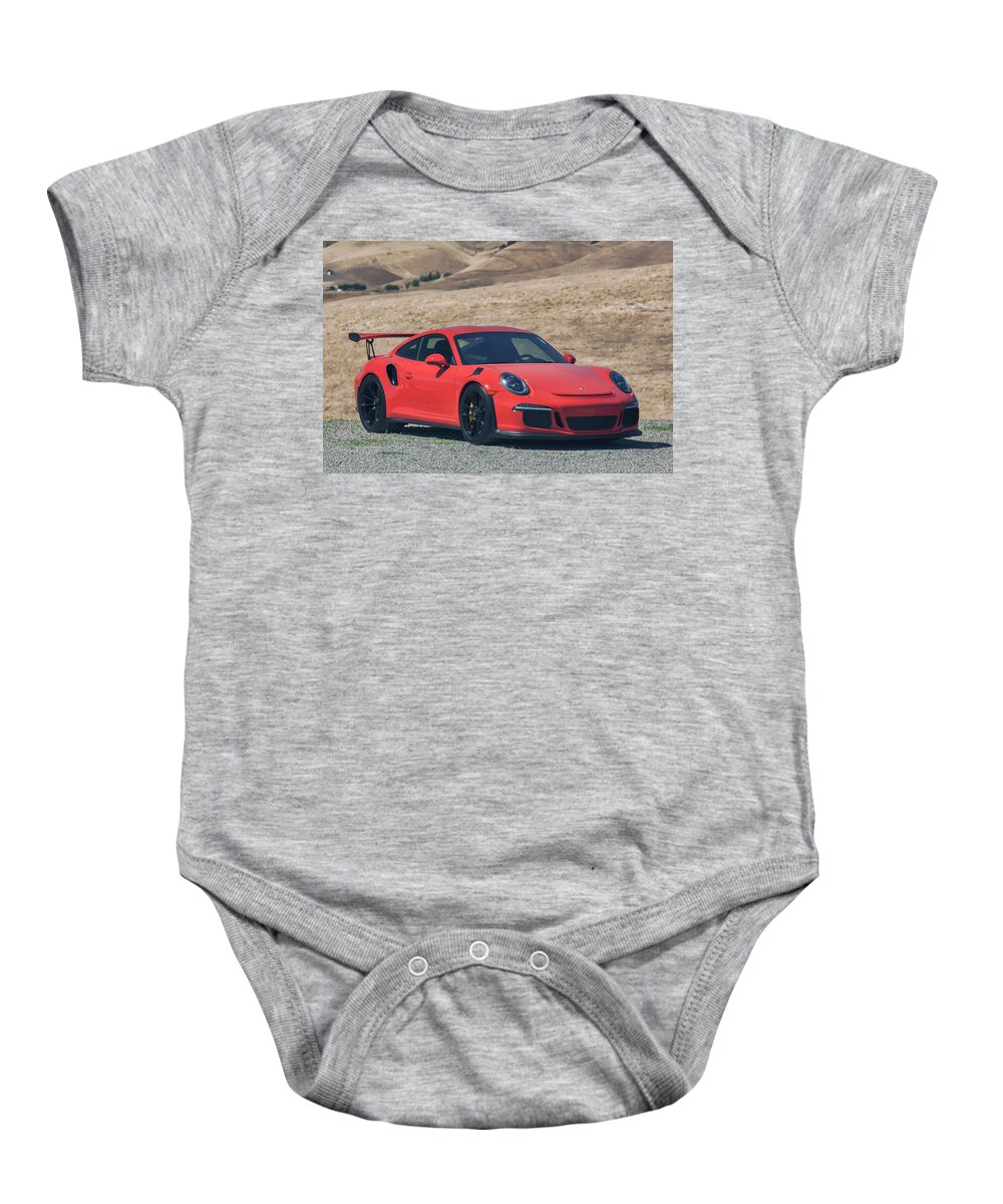 Cars Baby Onesie featuring the photograph #Porsche #GT3RS #LavaOrange by ItzKirb Photography