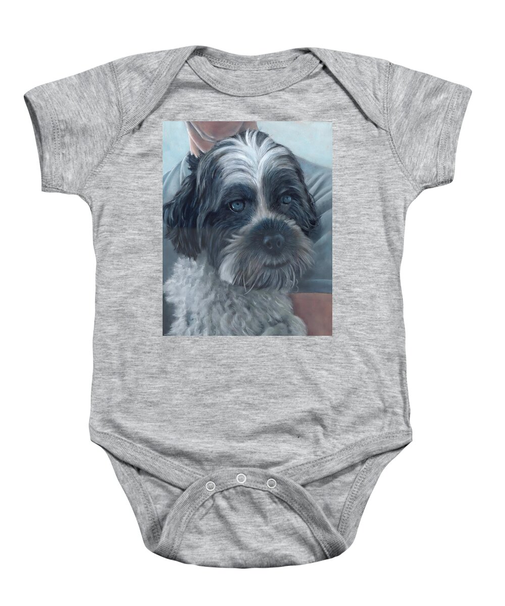 Chitzou Baby Onesie featuring the painting Portrait of Charley by John Neeve
