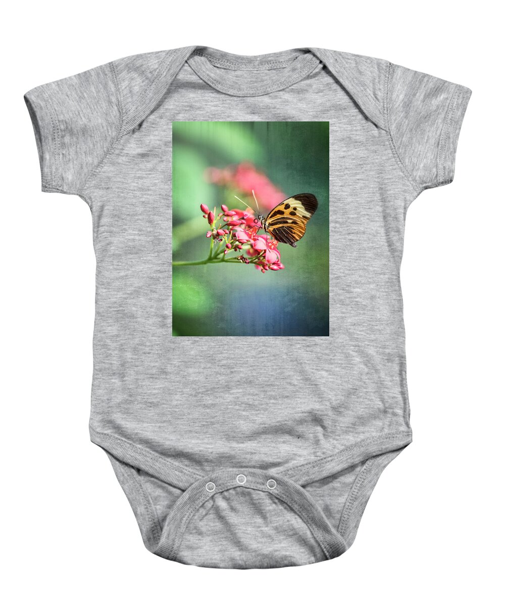 Postman Butterfly Baby Onesie featuring the photograph Postman Butterfly in Dawn's Light by Saija Lehtonen