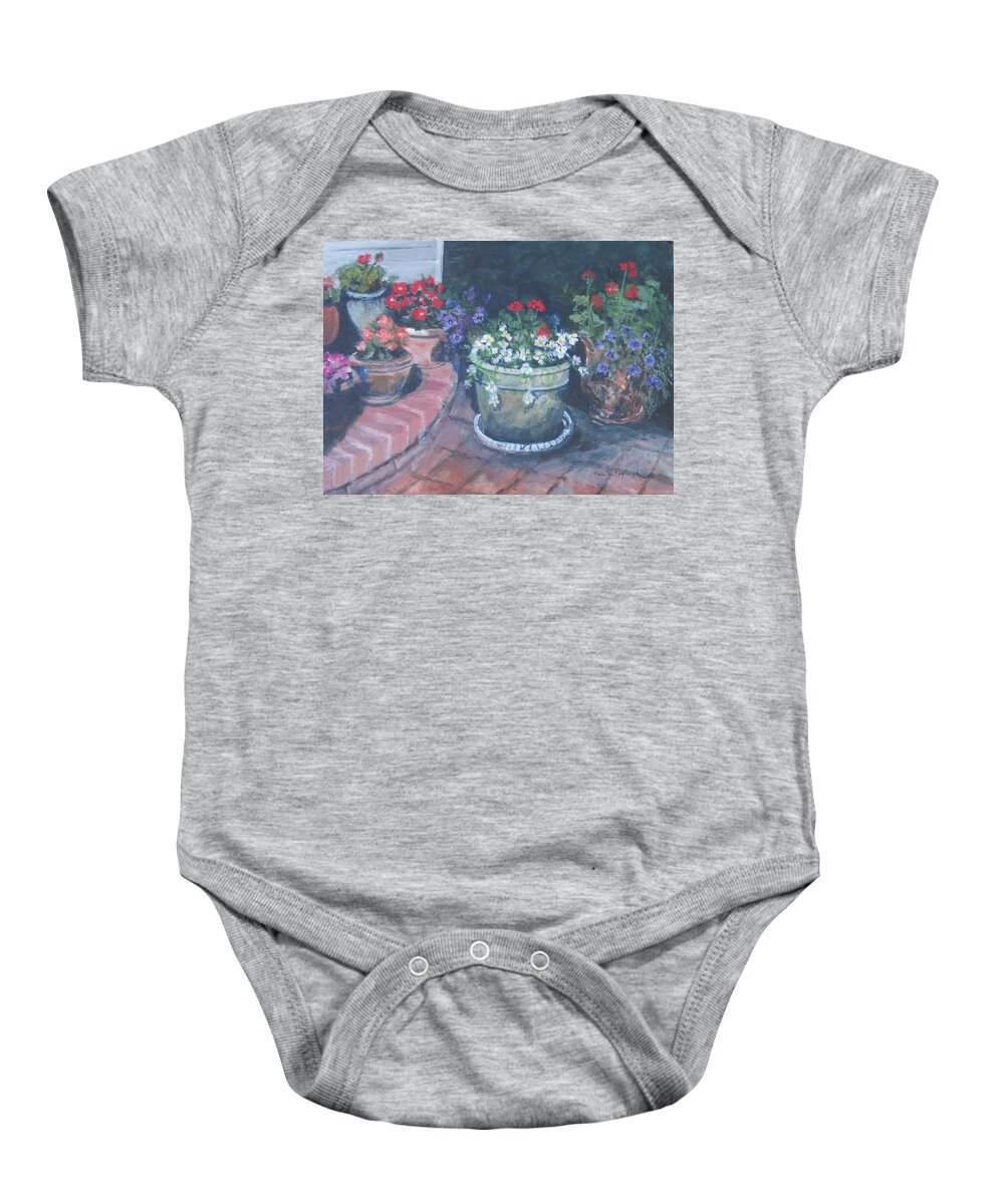 Flowers Baby Onesie featuring the painting Potted Flowers by Paula Pagliughi