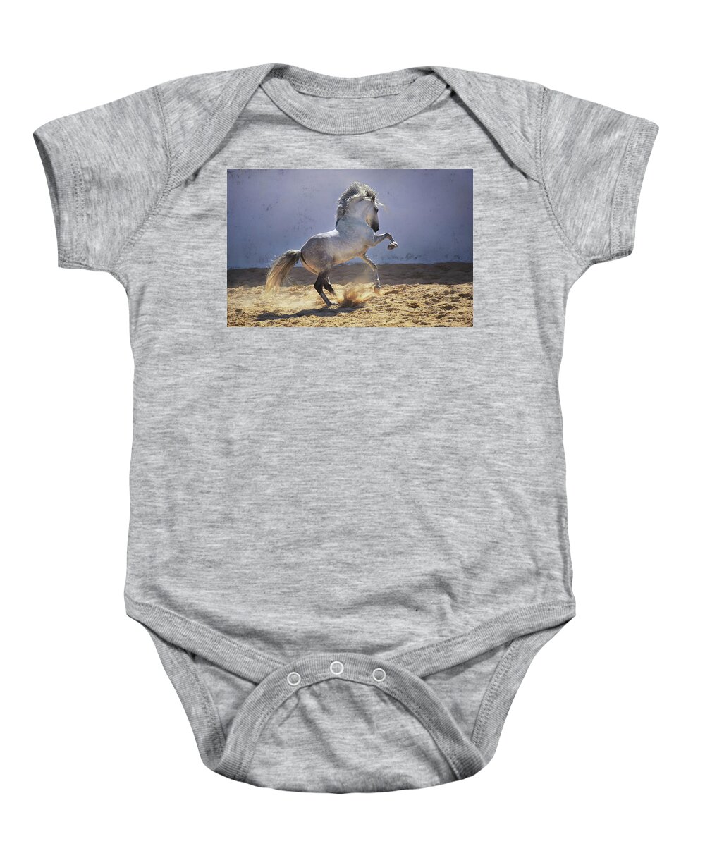 Russian Artists New Wave Baby Onesie featuring the photograph Power in Motion by Ekaterina Druz