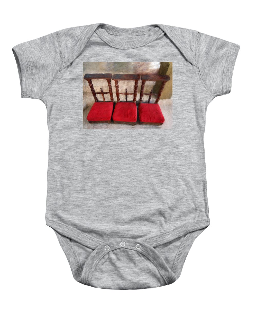 Prayer Baby Onesie featuring the painting Prie Dieu - Prayer Kneeler by Portraits By NC