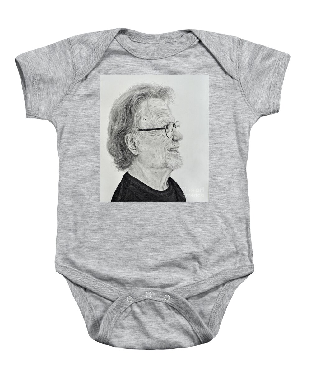 Singer Baby Onesie featuring the drawing Profile Portrait of Kris Kristofferson by Jim Fitzpatrick