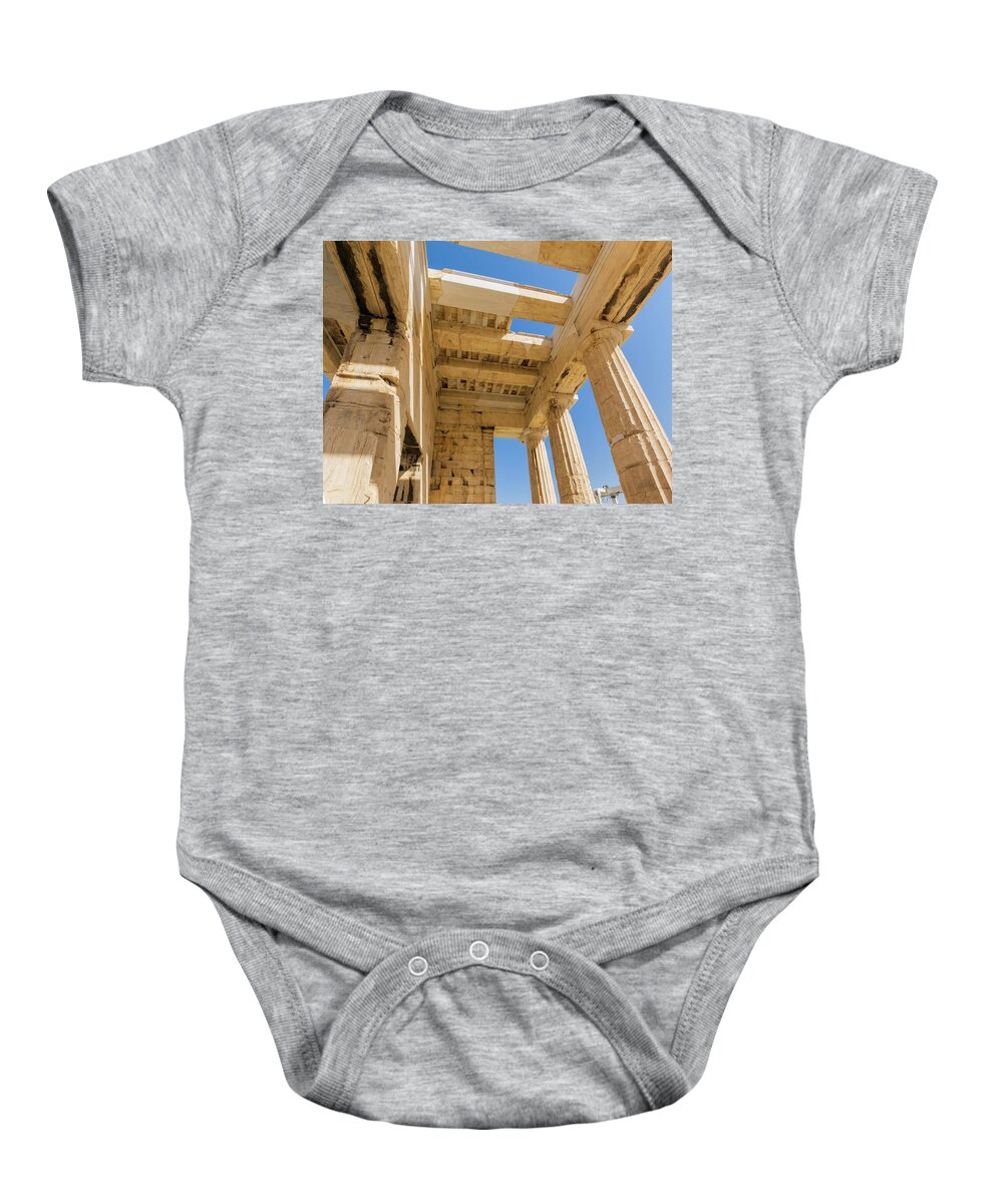 Propylaia Baby Onesie featuring the photograph Propylaia Stone Rafters by S Paul Sahm