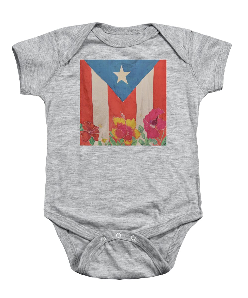 Puerto Rican Flag Baby Onesie featuring the tapestry - textile Puerto Rican Flag by Melissa Torres