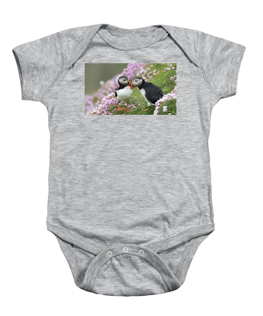 Puffin Baby Onesie featuring the photograph Puffin Love by Pete Walkden
