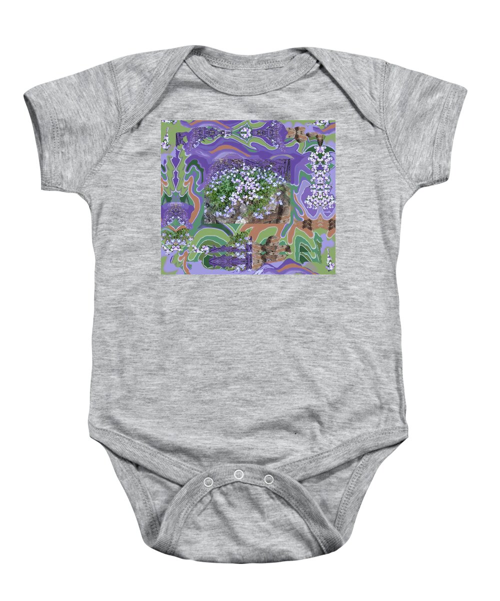 Purple Baby Onesie featuring the digital art Purple Flower Textured Photo 1028d by Julia Woodman